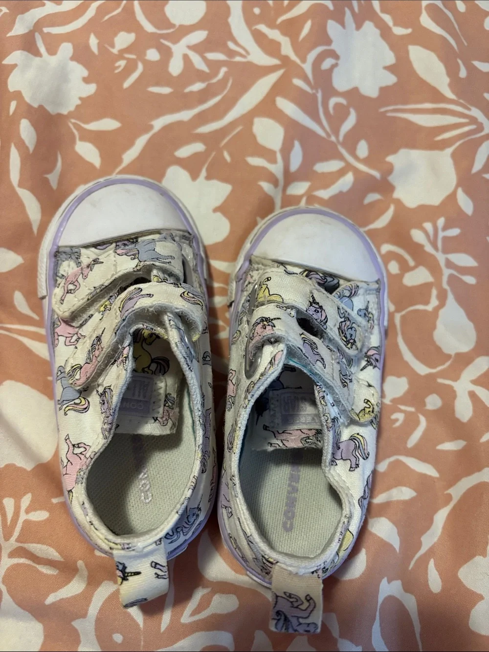 Converse Kids Unicorn Canvas Sneakers - White with Pastel Pink & Lavender